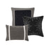 7 Pc Pieced Faux Suede Comforter Set in Black for Queen Beds