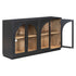 4-Door Large Storage Sideboard Buffet Cabinet with Glass Doors Arched Cabinet (Black)
