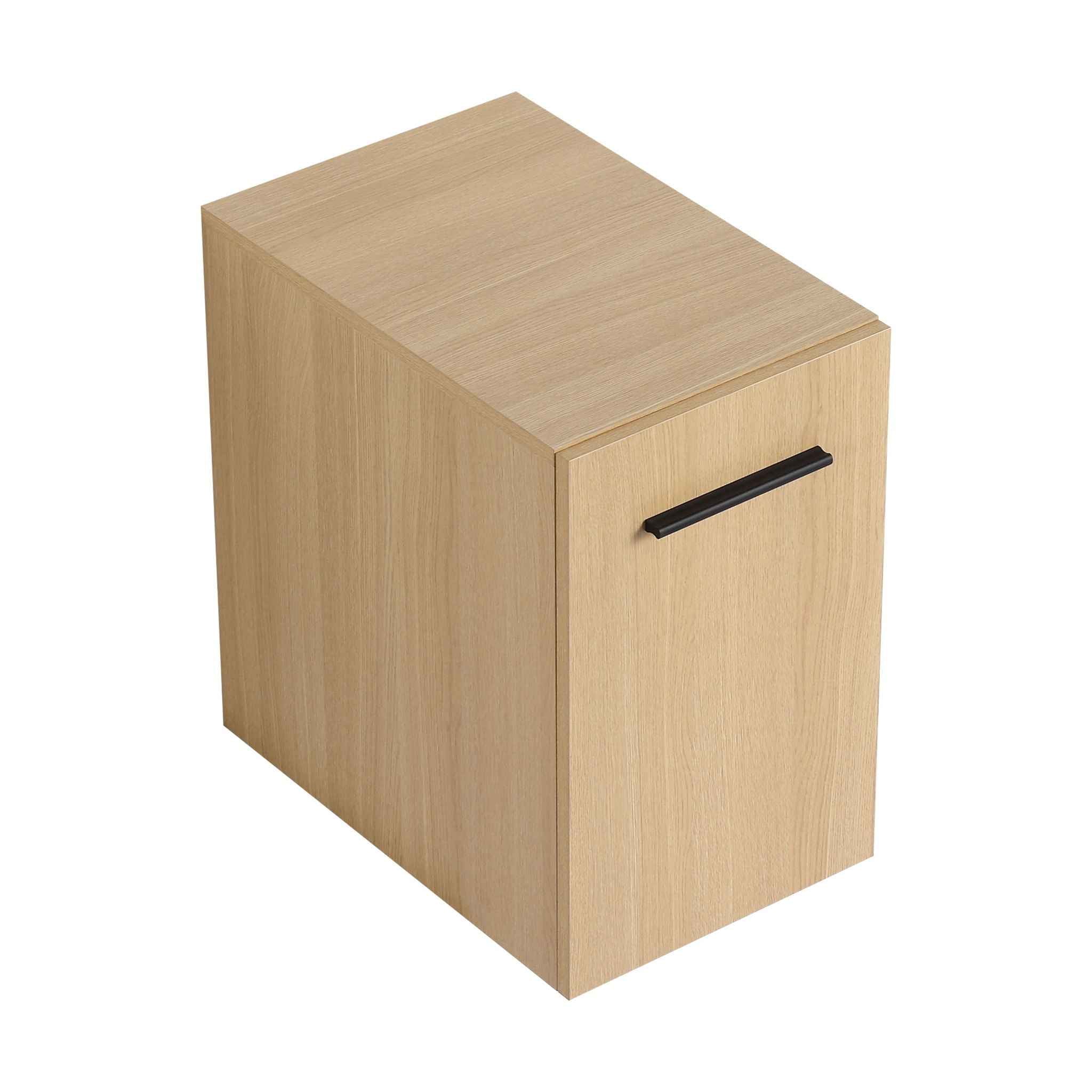 Floating Bathroom Vanity Single Door Base Cabinet, Wall Mounted Storage - Light Oak