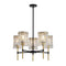 5 Light Chandelier, Textured Glass Pendant Light, (Not Including The Bulb) For Living Room - Black / Gold