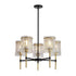5 Light Chandelier, Textured Glass Pendant Light, (Not Including The Bulb) For Living Room - Black / Gold