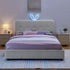Upholstered Bed With Oversized Rabbit Ear Headboard, LED Lights & 4 Storage Drawers