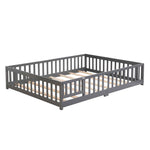 Solid Wood Floor Bed With Door And Fence For Children