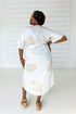 Peacock Maxi Wrap Dress in White + Gold
