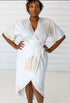 Peacock Maxi Wrap Dress in White + Gold