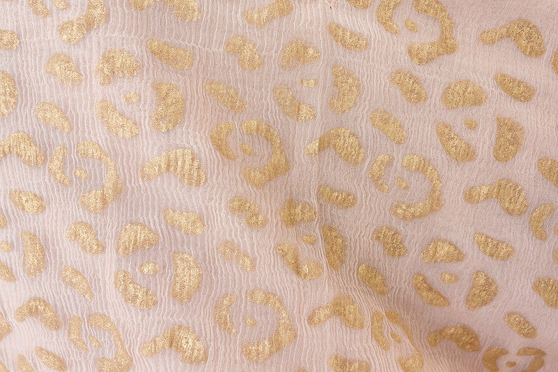 Leopard Chiffon Dress in Blush + Gold