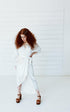 Peacock Maxi Wrap Dress in White + Gold