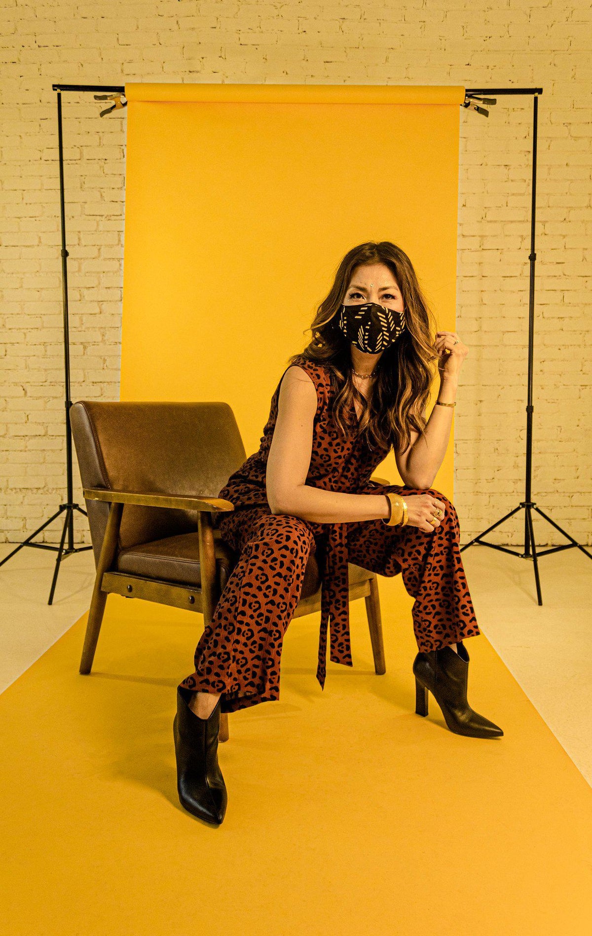 Leopard Sleeveless Jumpsuit in Sienna + Black