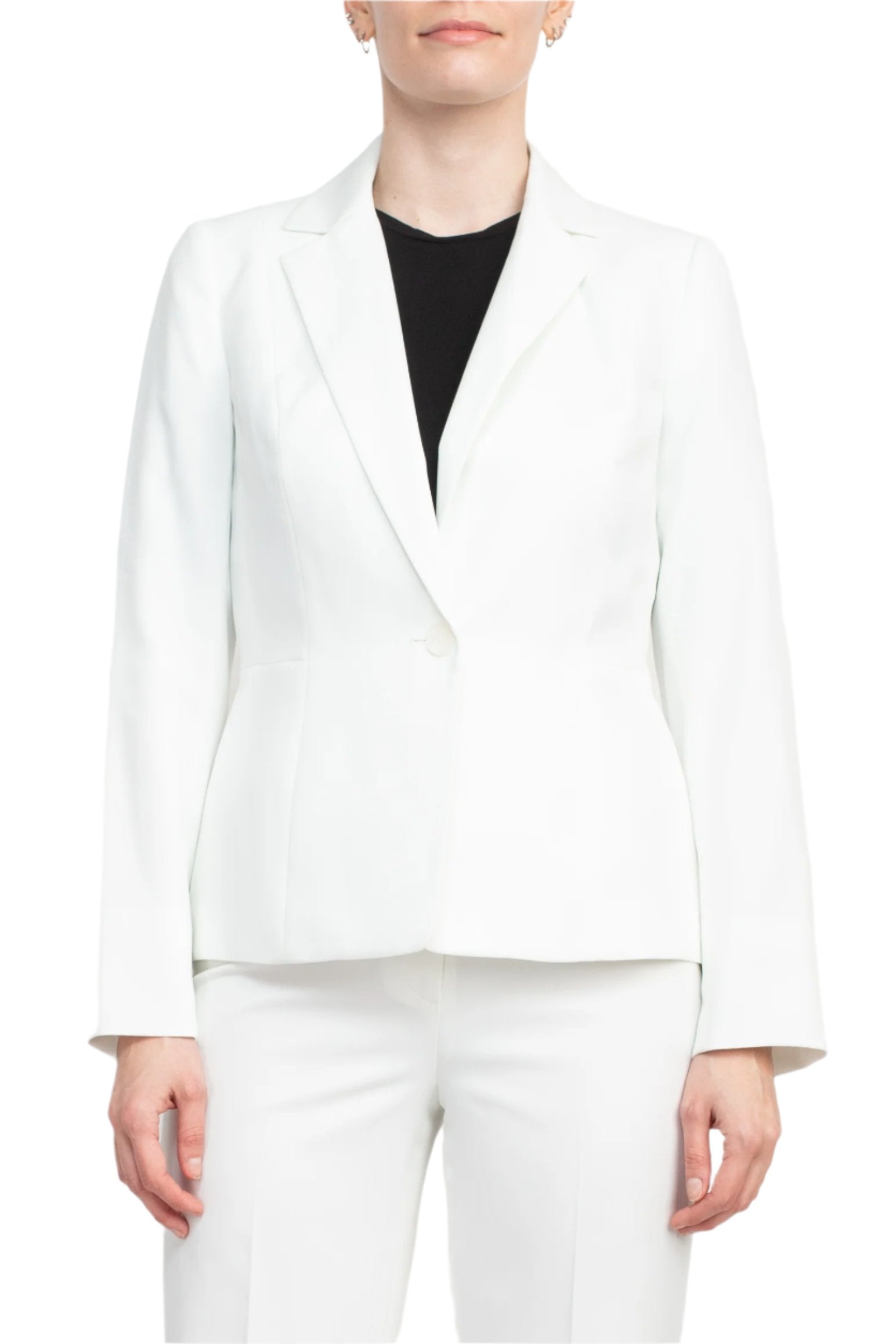 Le Suit Notched Collar 1 Button Jacket with Button Hook Zipper Closure Pants (Two Piece Set)