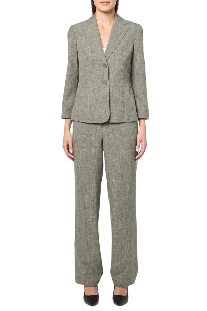 Le Suit Standard Notch Lapel Two Front Button Closure Blazer and Straight-Leg Trousers Pantsuits
