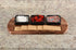 Charcuterie/ Serving Tray w/ 3  black square ceramic bowls