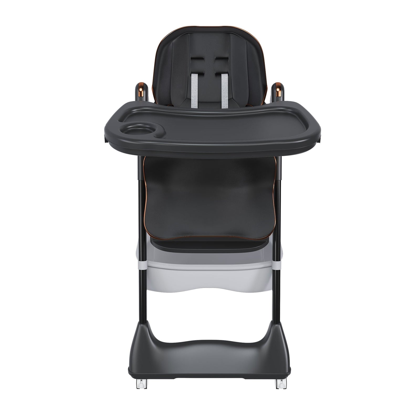 Adjustable Baby High Chair 0-6 Years, Portable Infant Feeding Seat With Safety Belt, Silent Lockable Wheels