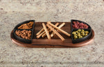Charcuterie / Serving Tray w/ 4 Triangular Ceramic Bowls