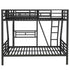 Twin Over Full Bunk Bed With Loft And Desk, L-Shaped Design For 3 Sleepers - Black