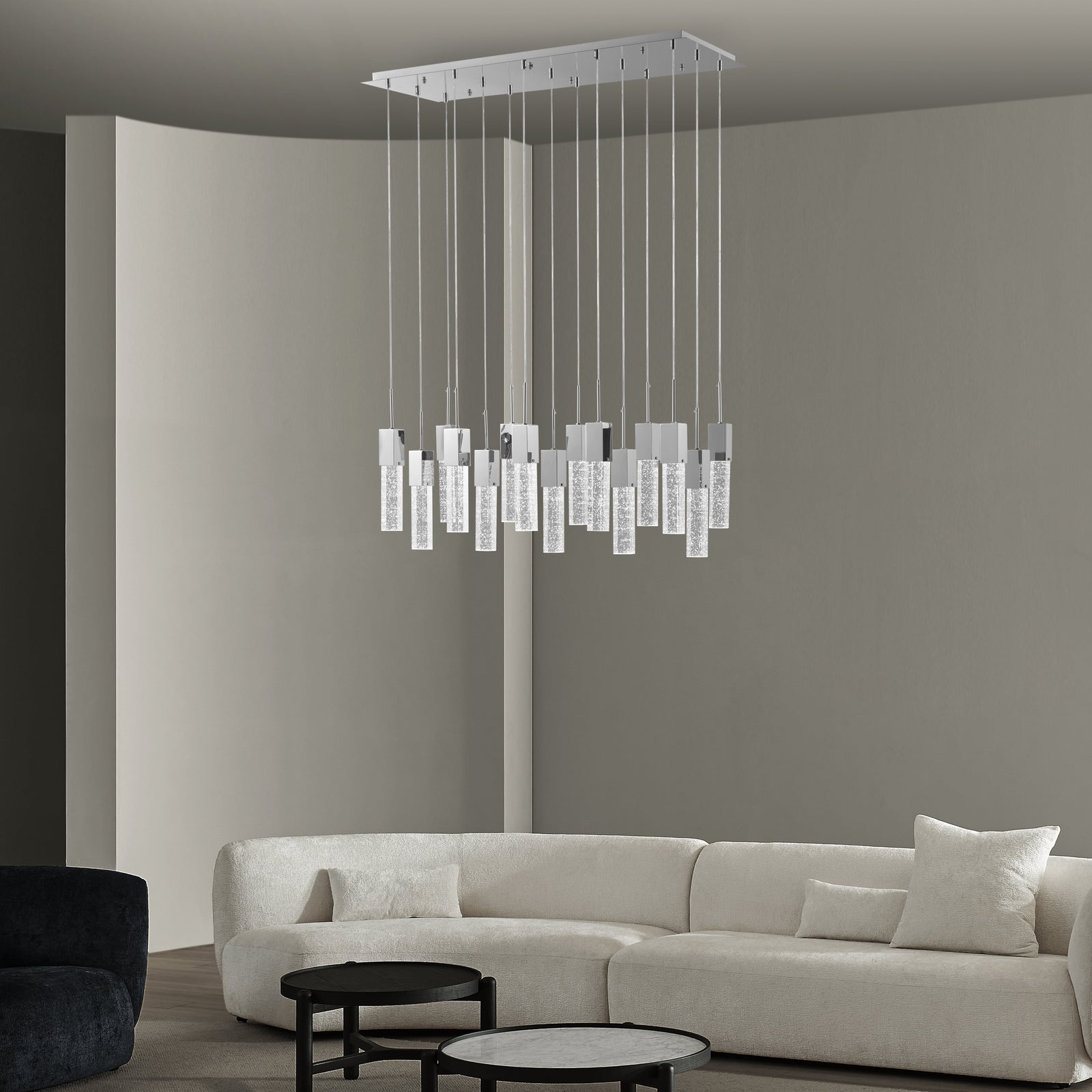 Rectangular Crystal Chandelier // 15 Light