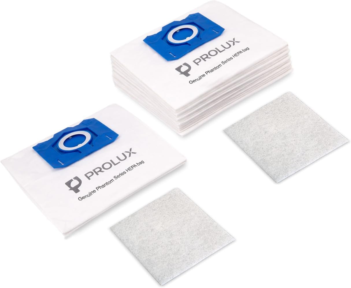 6 Pack of HEPA Bags and 2 Post Filters for the Prolux Phantom and TerraVac Canister Vacuum Cleaners