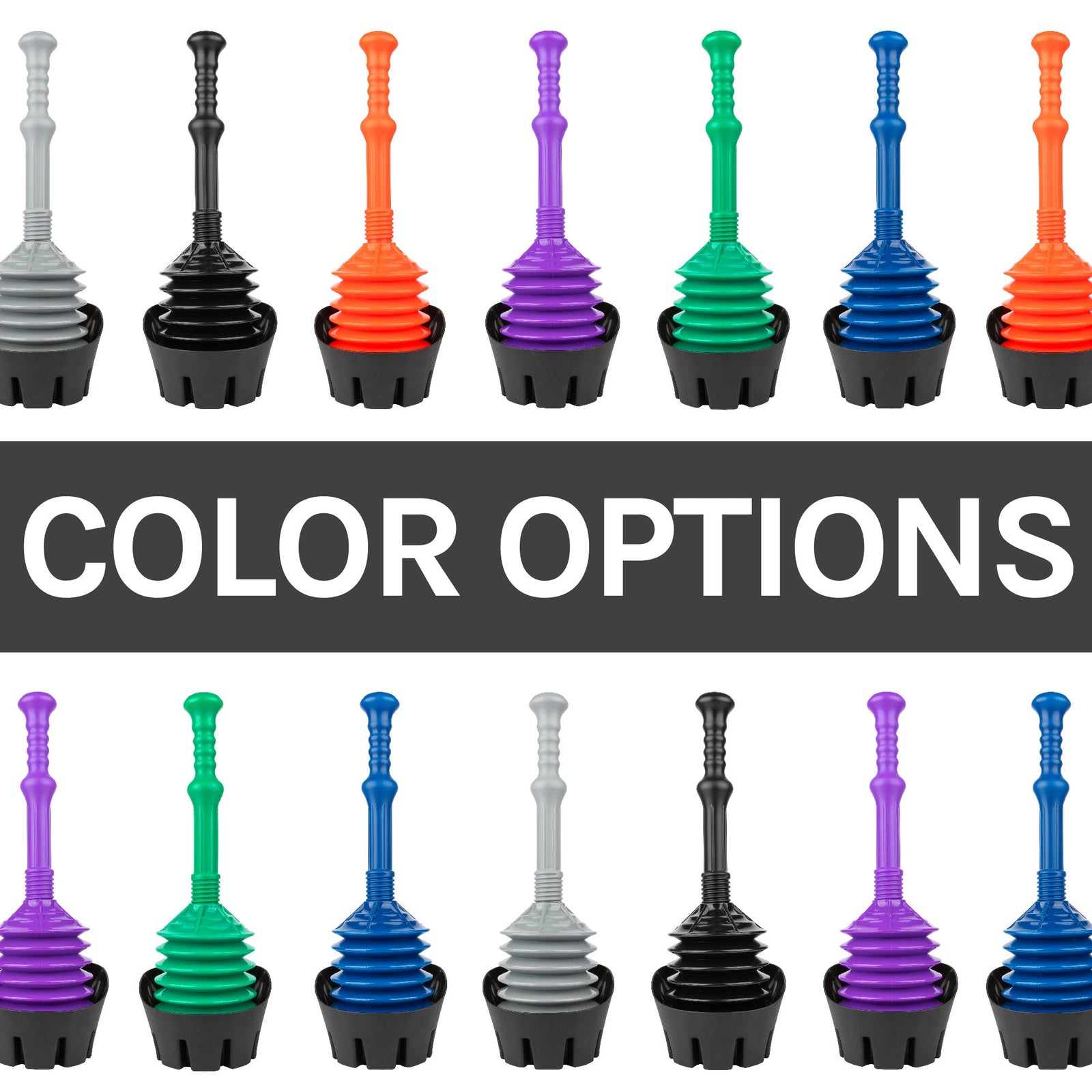 Antimicrobial Bellows Accordion Toilet Plunger with Black Storage Tray (Black)