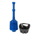 Antimicrobial Bellows Accordion Toilet Plunger with Black Storage Tray (Blue)