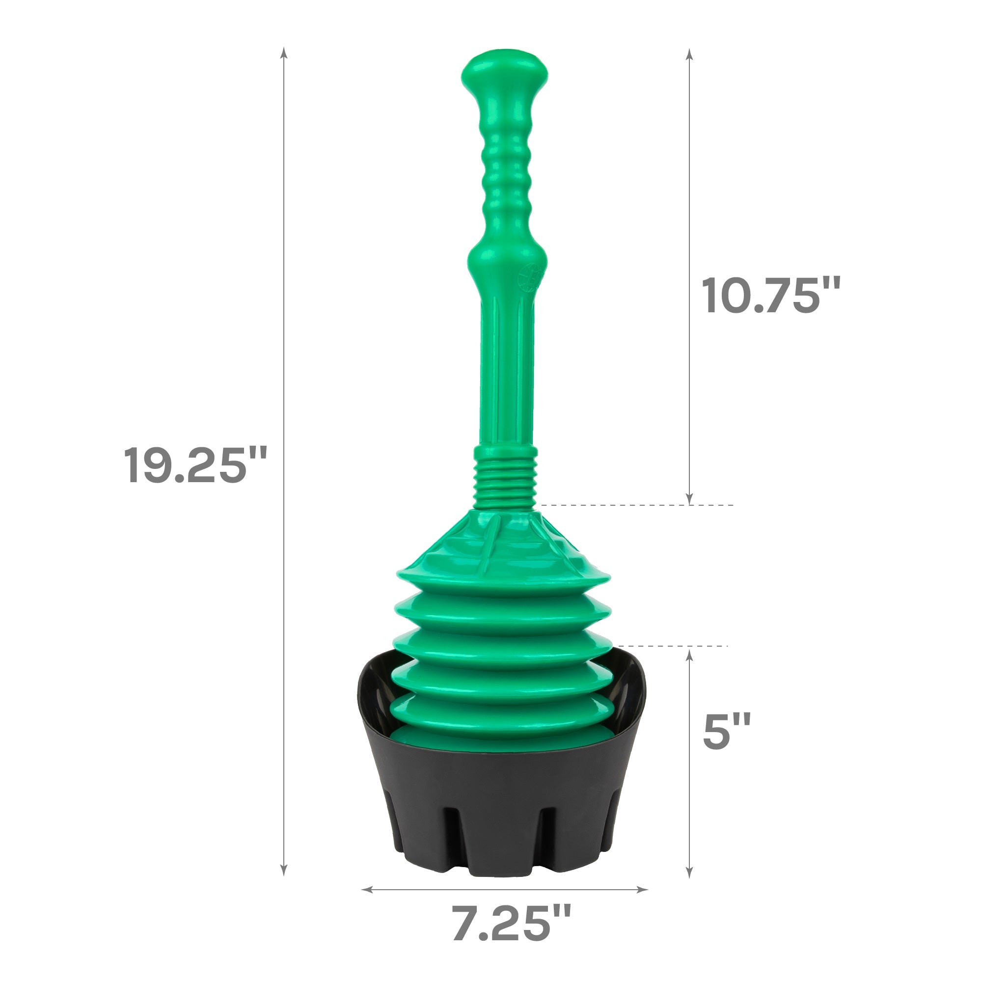 Antimicrobial Bellows Accordion Toilet Plunger with Black Storage Tray (Green)