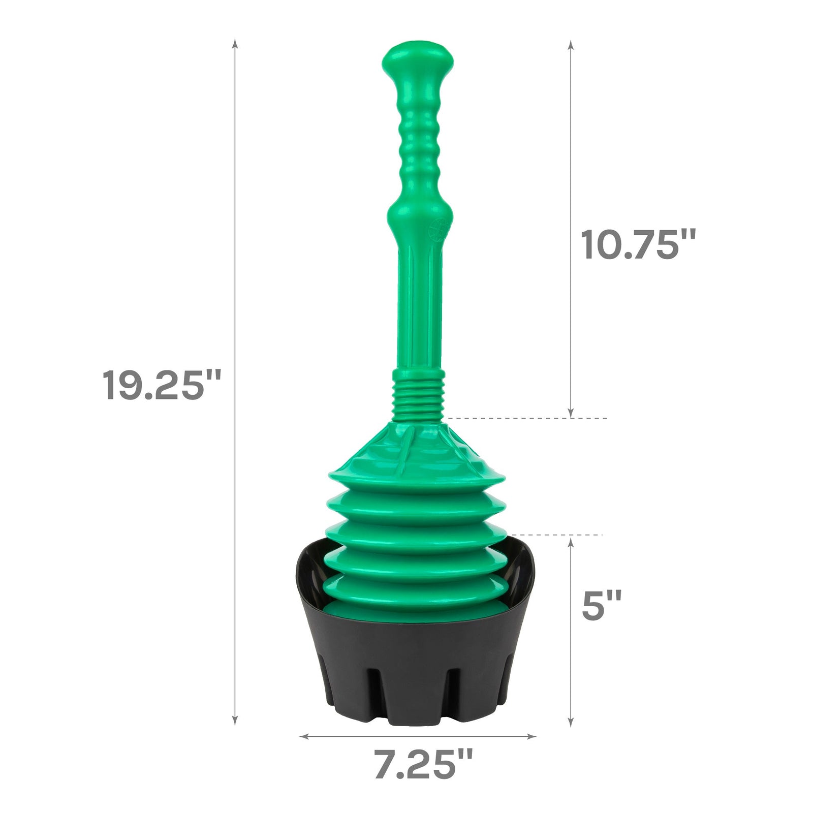 Antimicrobial Bellows Accordion Toilet Plunger with Black Storage Tray (Green)