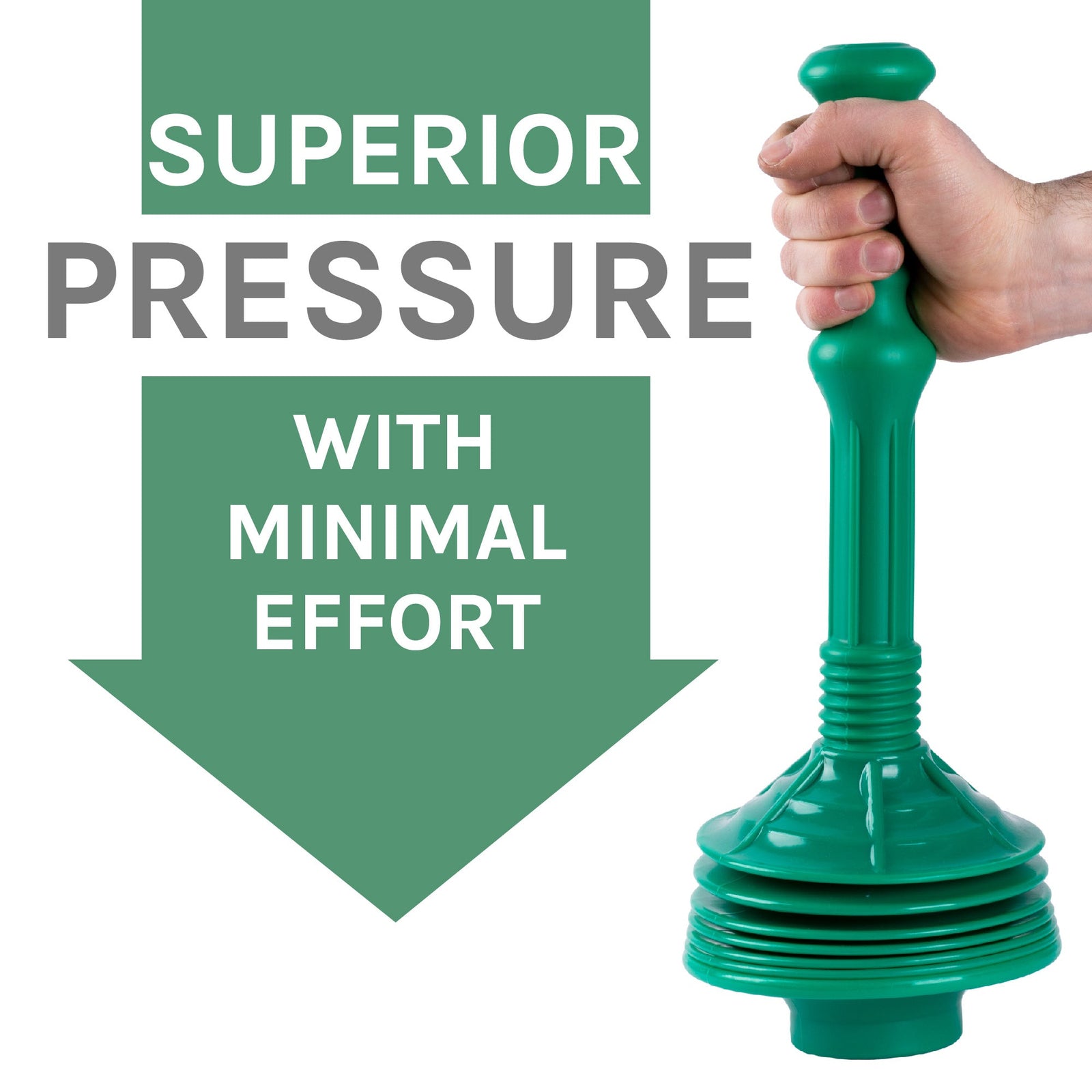 Antimicrobial Bellows Accordion Toilet Plunger with Black Storage Tray (Green)