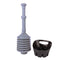 Antimicrobial Bellows Accordion Toilet Plunger with Black Storage Tray (Grey)