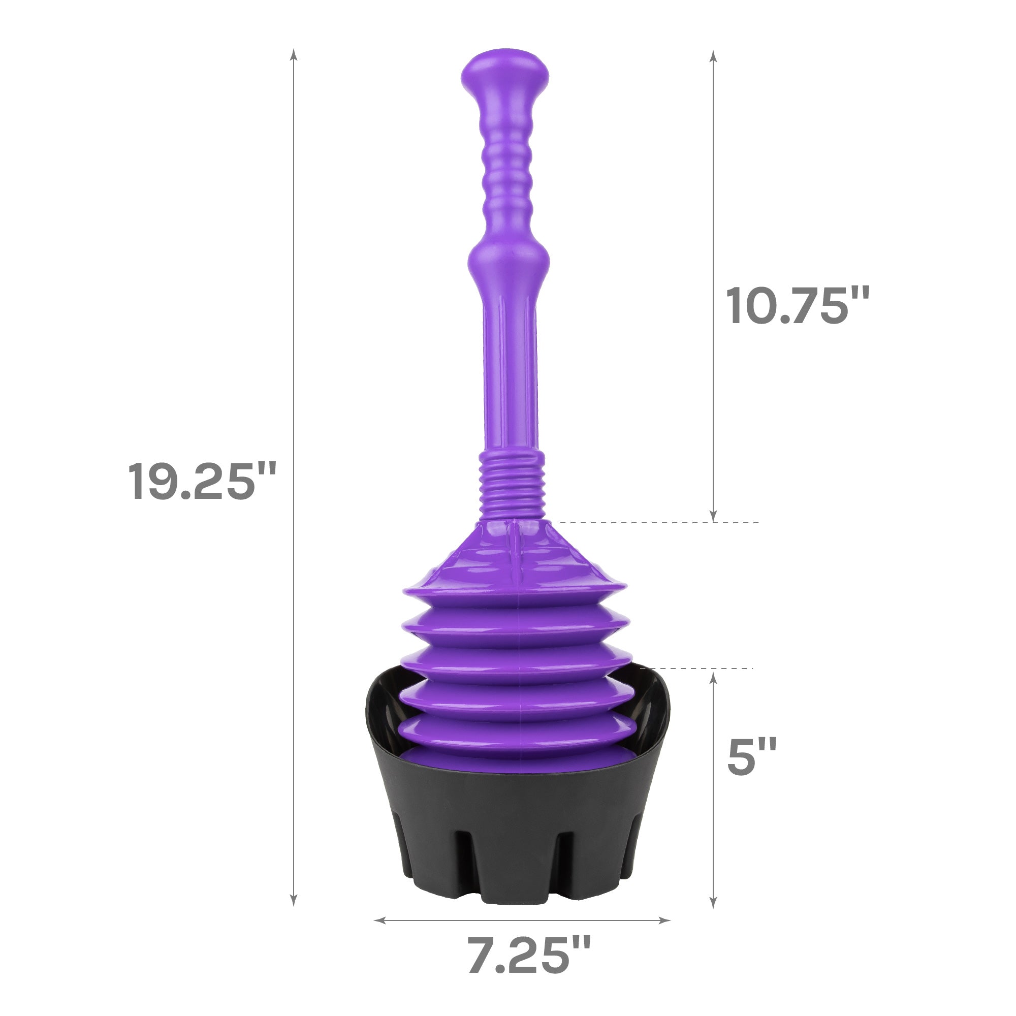 Antimicrobial Bellows Accordion Toilet Plunger with Black Storage Tray (Purple)