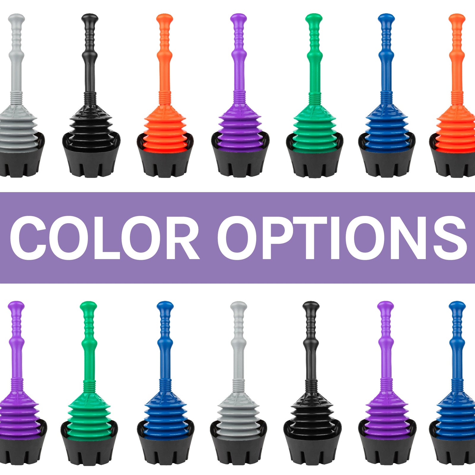 Antimicrobial Bellows Accordion Toilet Plunger with Black Storage Tray (Purple)