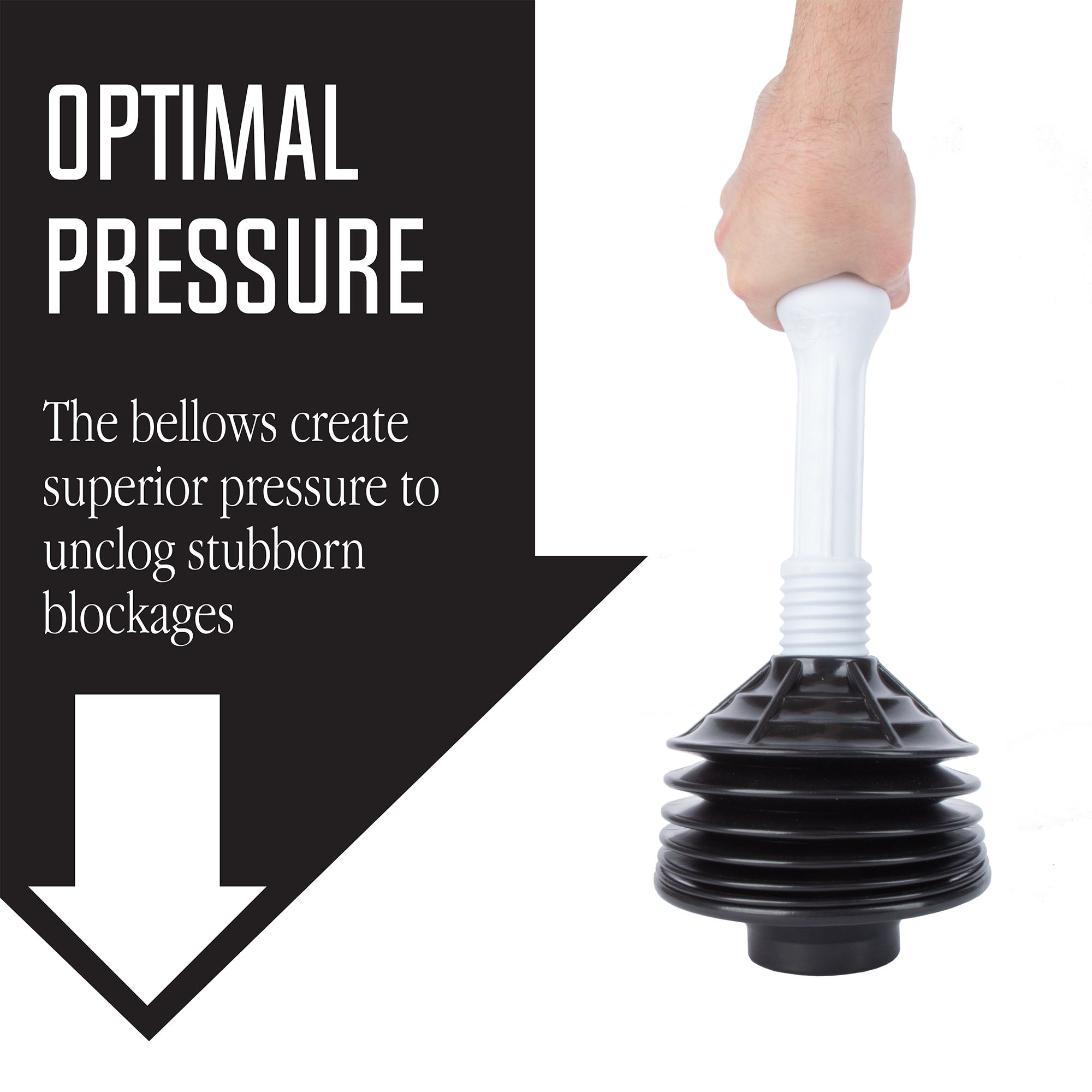 Bellows Accordion Toilet Plunger (Black and White)