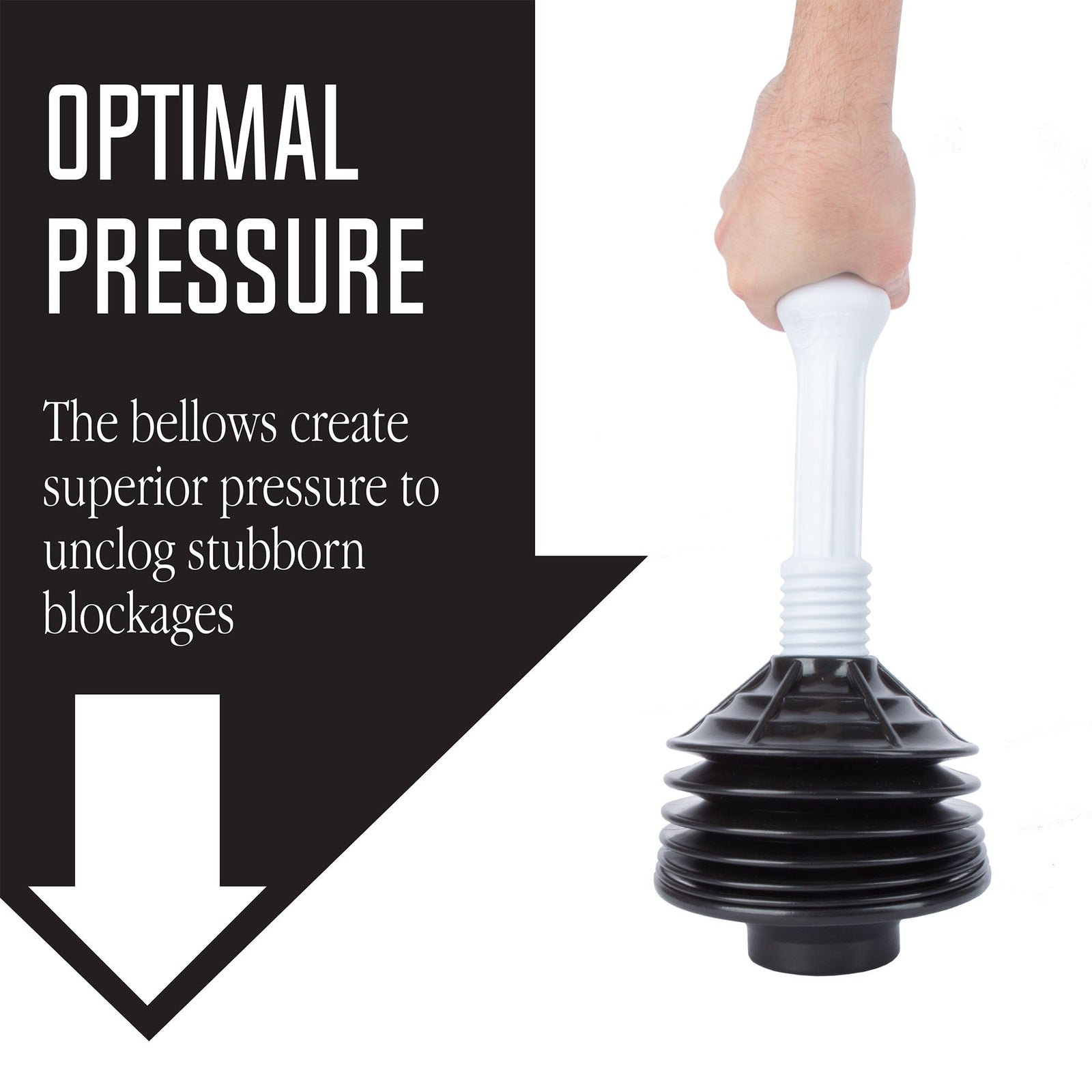 Bellows Accordion Toilet Plunger (Black and White)