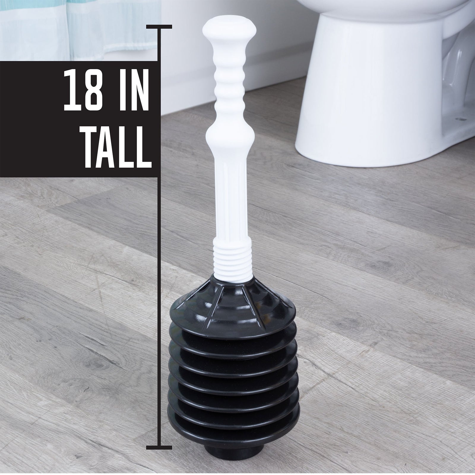 Bellows Accordion Toilet Plunger (Black and White)