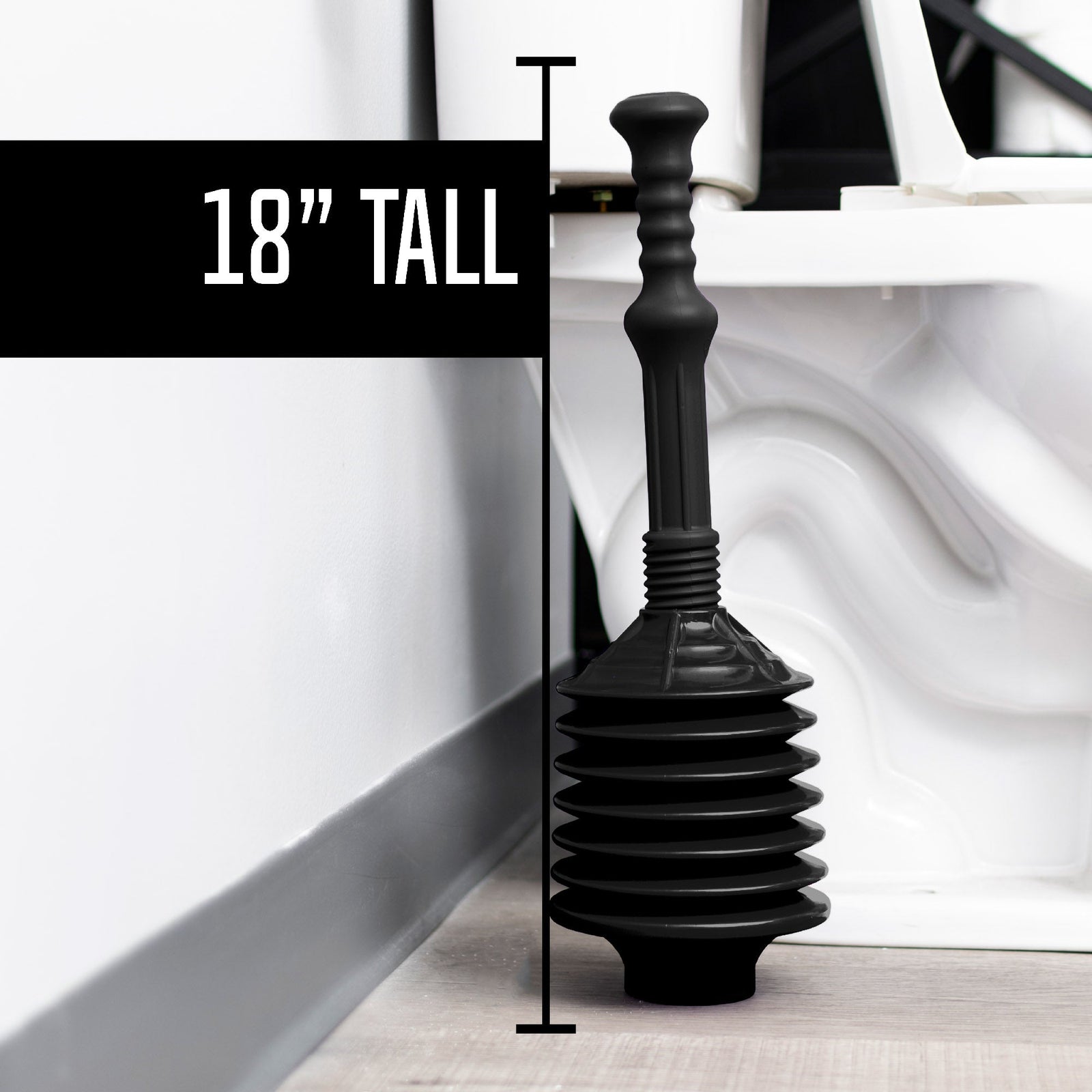 Bellows Accordion Toilet Plunger (Black)