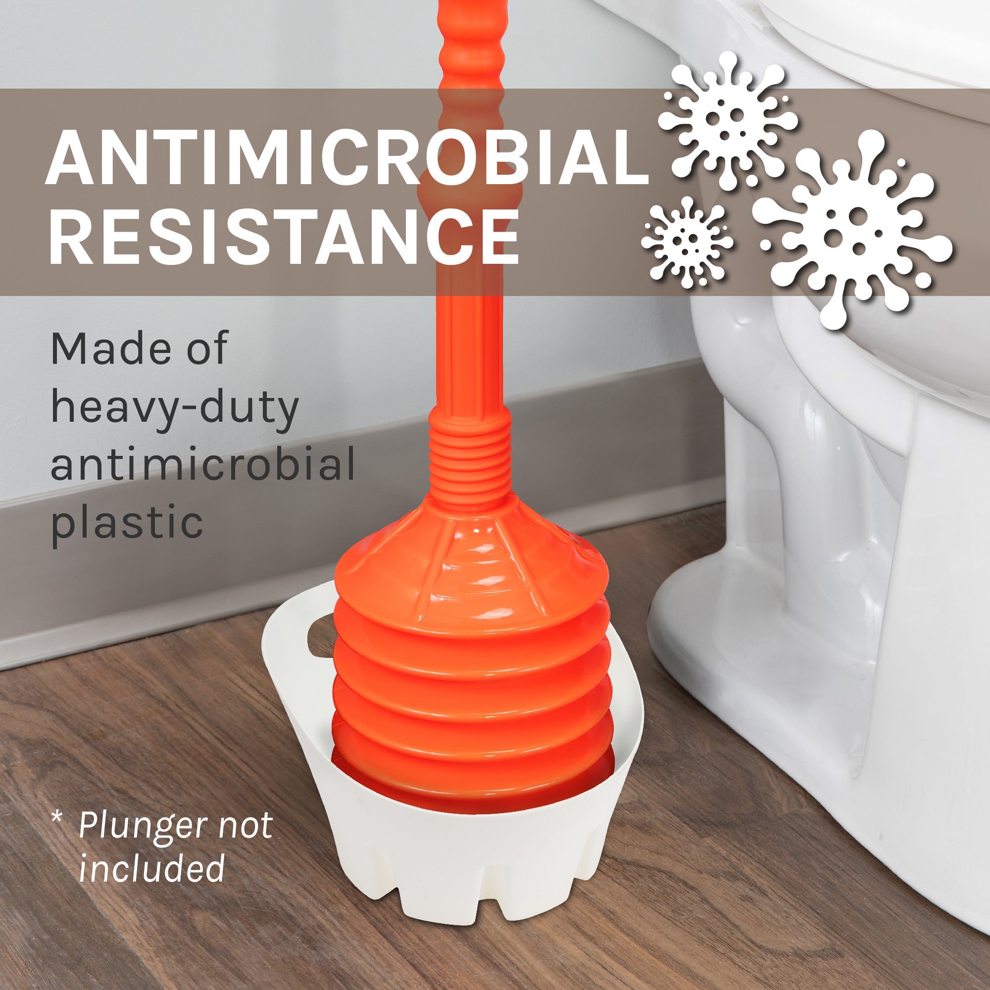 Antimicrobial Universal Drip Tray for Toilet Plunger (White)