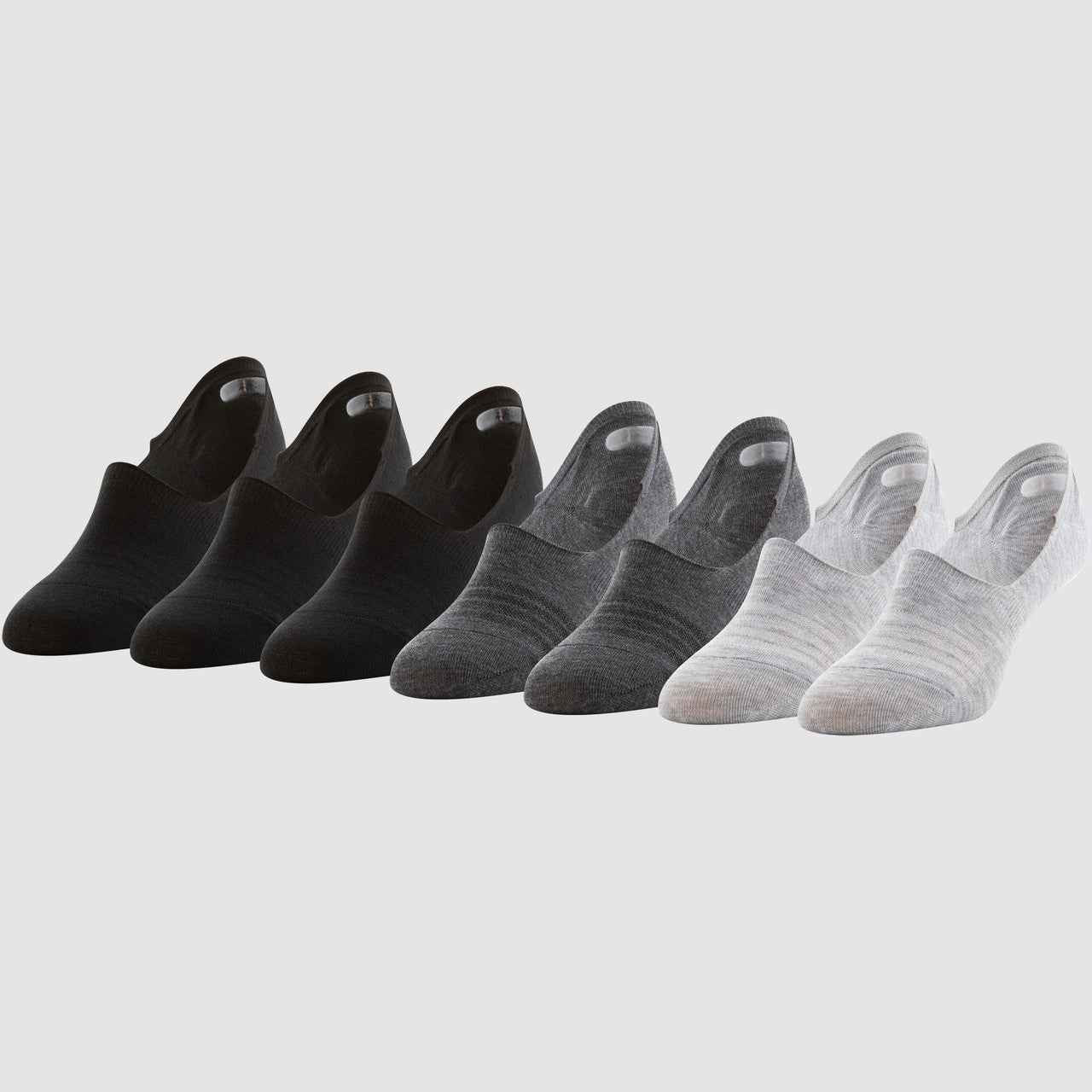 Womens Peds 12 Pairs Midcut Lightweight Gel Heel Grip Grey/Charcoal/Black