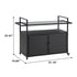 Outdoor Wicker Bar Cart with Glass Top and Wheels