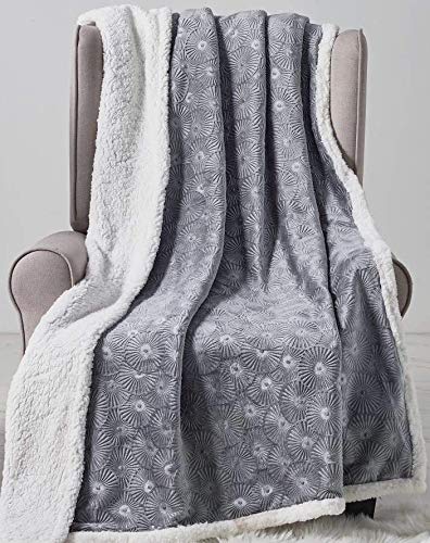 Decor & More Bon Iver Collection Extra Soft Bursting Fireworks Embossed Microplush Throw Blanket with Sherpa Backing (50