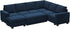 Belffin Modular Sectional Sleeper Sofa with Pull Out Bed U Shaped Sectional Sofa Couch with Storage Ottoman Velvet Covertible 7-Seater Sofa for Living Room Blue