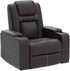 CANMOV Electric Power Recliner Chair with USB Ports and Cup Holders, Breathable Leather Home Theater Seating with Hidden Arm Storage (Brown)