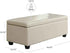 BELLEZE 47 Inch Storage Ottoman, Faux Leather Storage Bench Bedroom Bench with Safety Close Hinge, Ottoman with Storage for Living Room, Entryway, Hallway, Foot Rest, Support 300lbs - Cream