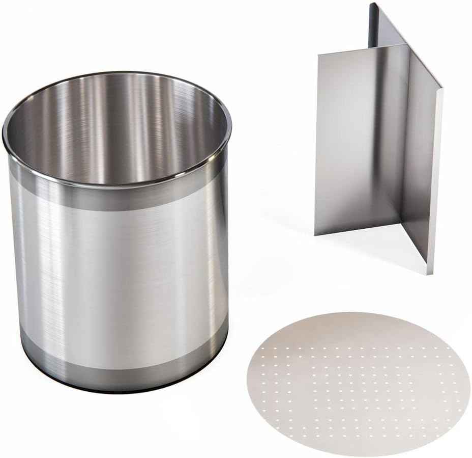 Extra Large Rotating Utensil Holder Caddy with Sturdy No-Tip Weighted Base, Removable Divider, and Gripped Insert: Metal | Rust Proof