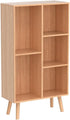 LEYAOYAO Wooden 5 Cube Bookshelf, Natural 3 Tier Book Shelf with Legs, Modern Open Storage Organizer,Boho Bookcase,Display Cabinet Shelf Free Standing Bookshelves for Bedroom,Living Room,Study