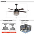 52" Berkshire Modern Downrod Mount Reversible Crystal Ceiling Fan with Lighting and Remote Control