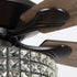 52" Nowthen Modern Crystal Chandelier Ceiling Fan with Led Light and Remote Control 5 Blades Chrome