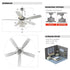 52" Nowthen Modern Crystal Chandelier Ceiling Fan with Led Light and Remote Control 5 Blades Chrome