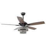 52" Nowthen Modern Crystal Chandelier Ceiling Fan with Led Light and Remote Control 5 Blades Chrome