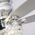 52" Modern Chrome Flush Mount Reversible Crystal Ceiling Fan with Lighting and Remote Control