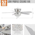 52" Modern Chrome Flush Mount Reversible Crystal Ceiling Fan with Lighting and Remote Control