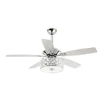 52" Tibuh Modern Crystal Chandelier Ceiling Fan with Led Light And Remote Control 5 Blades Chrome