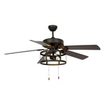52" Urbana In Indoor Matte Black Industrial Ceiling Fan with Pull Chain and Light Kit