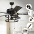 52" Urbana In Indoor Matte Black Industrial Ceiling Fan with Pull Chain and Light Kit